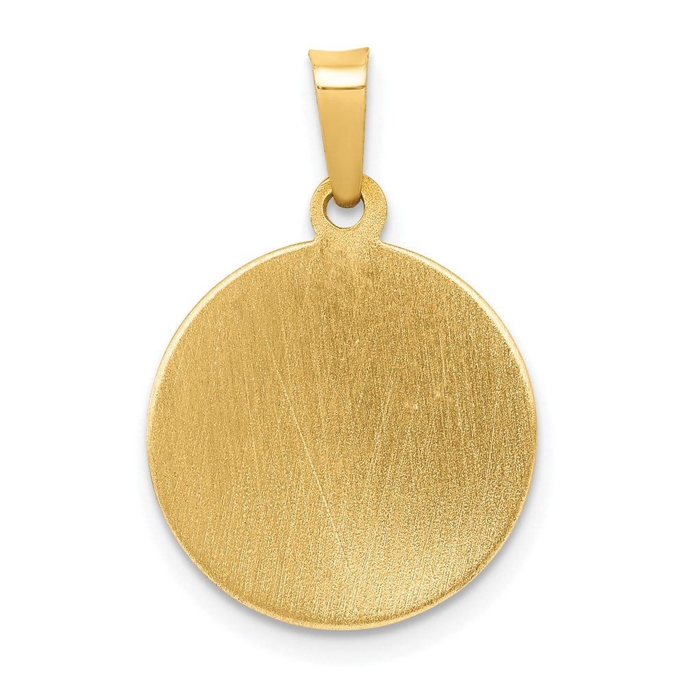 14k Polished and Satin Hollow St Patrick Medal Round Pendant