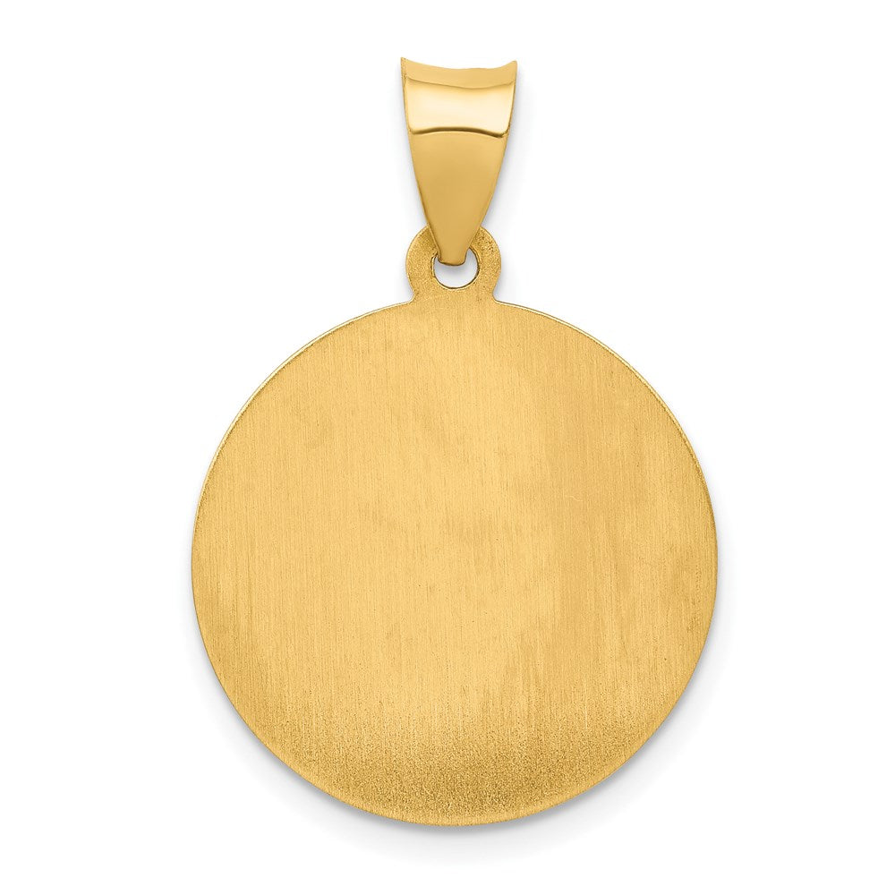 14k Polished and Satin Hollow St Patrick Medal Round Pendant