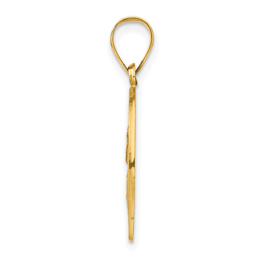 14k Polished and Satin Hollow St Paul Medal Round Pendant