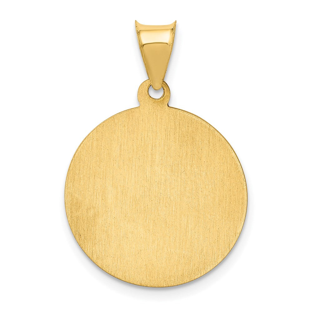 14k Polished and Satin Hollow Saint Peter Medal Round Pendant