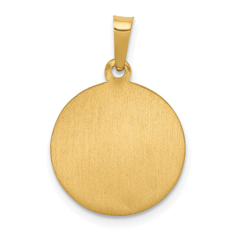 14k Polished and Satin Hollow St Theresa Medal Round Pendant