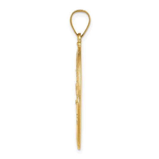 14k Polished and Satin Hollow St Christopher Medal Oval Pendant