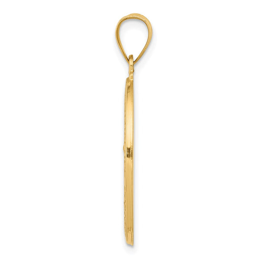 14K Polished and Satin Hollow Spanish Our Lady Of Guadalupe Oval Medal Pendant