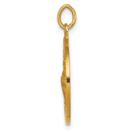 14k Polished and Satin Solid St. Jude Thaddeus Medal Round Pendant