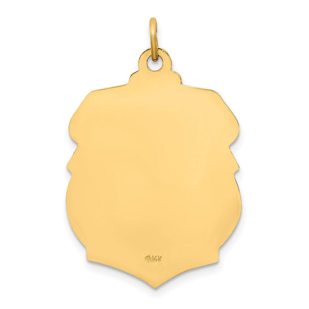 14k Polished and Satin Solid Large St. Michael Medal Badge Pendant