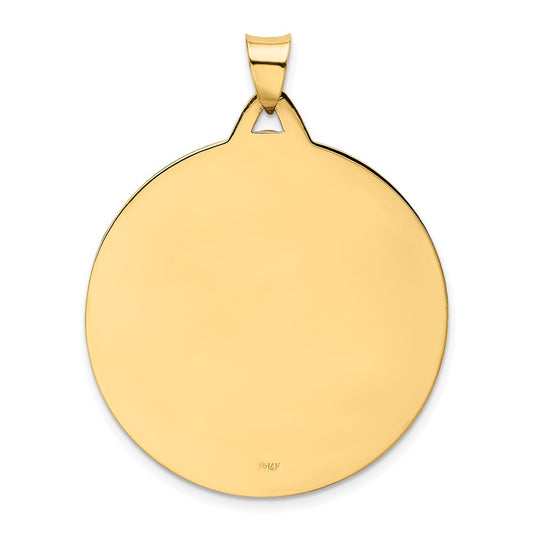 14k Polished and Satin Solid Extra Large Spanish Milagrosa Medal Round Pendant