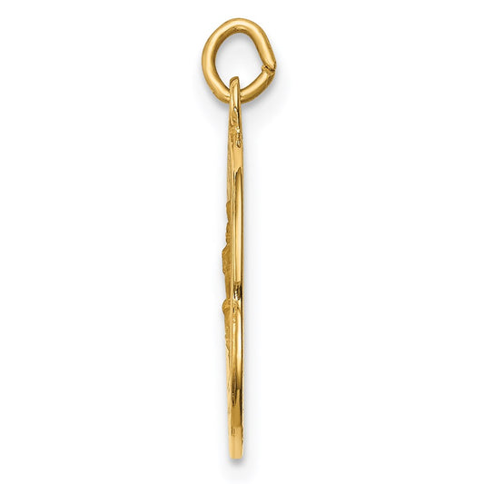 14k Polished and Satin Solid Small Round St. Christopher Medal Charm