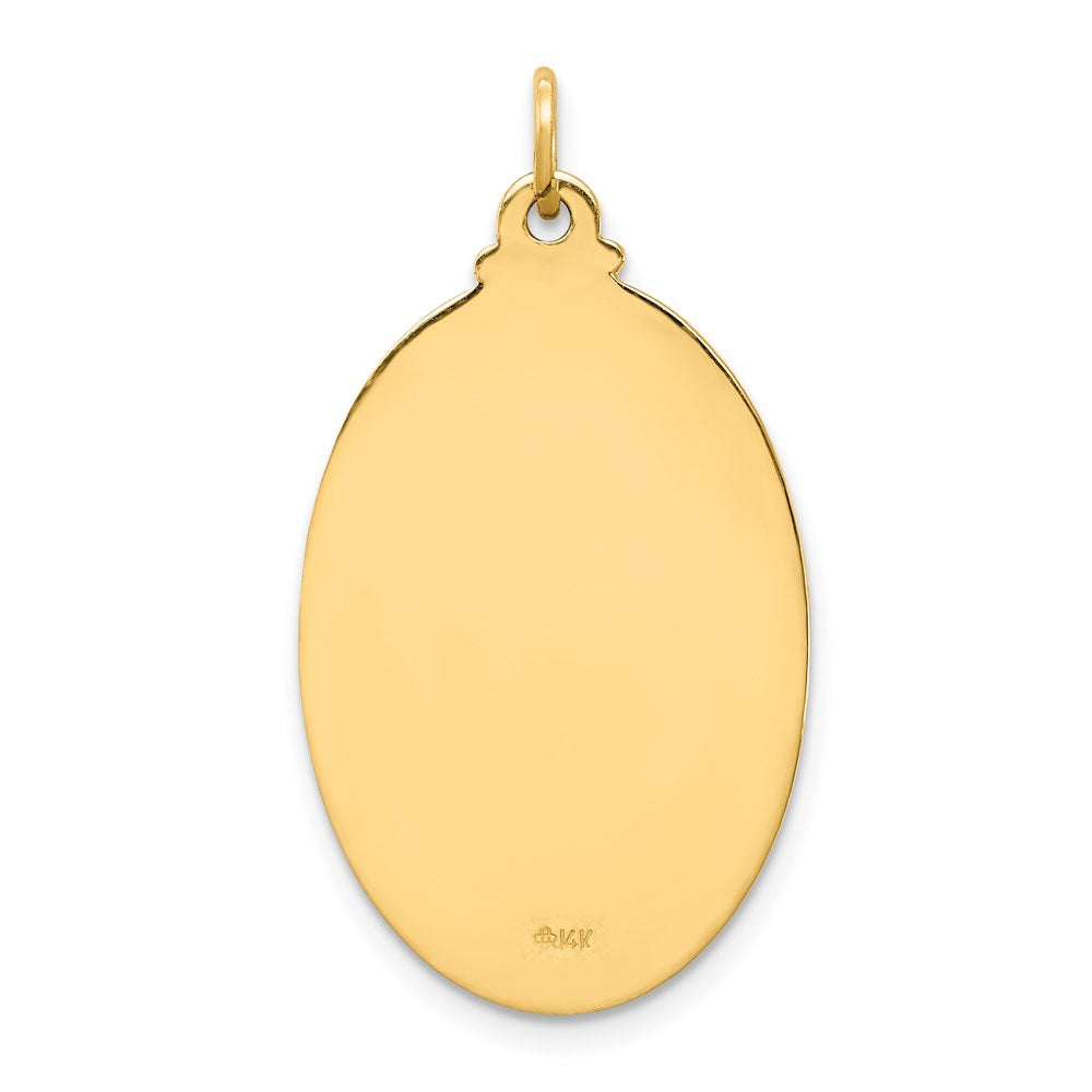 14k Polished and Satin Solid Medium St. Christopher Medal Oval Pendant