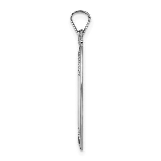 14k White Gold Polished and Satin Solid St Anthony Medal Oval Pendant