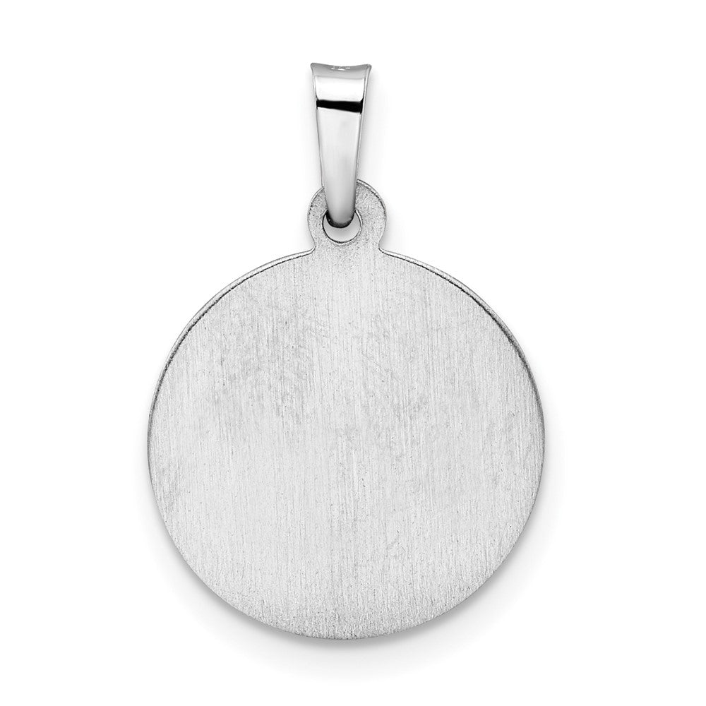 14k White Gold Polished and Satin Hollow St Jude Thaddeus Medal Round Pendant