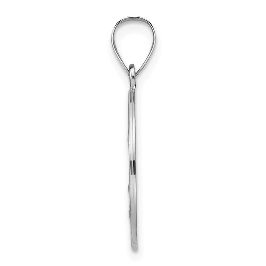 14k White Gold Polished and Satin Hollow St Nicholas Medal Round Pendant