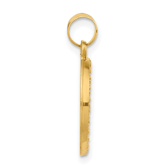 14K Polished and Satin Hollow Our Guardian Angel Medal Pendant