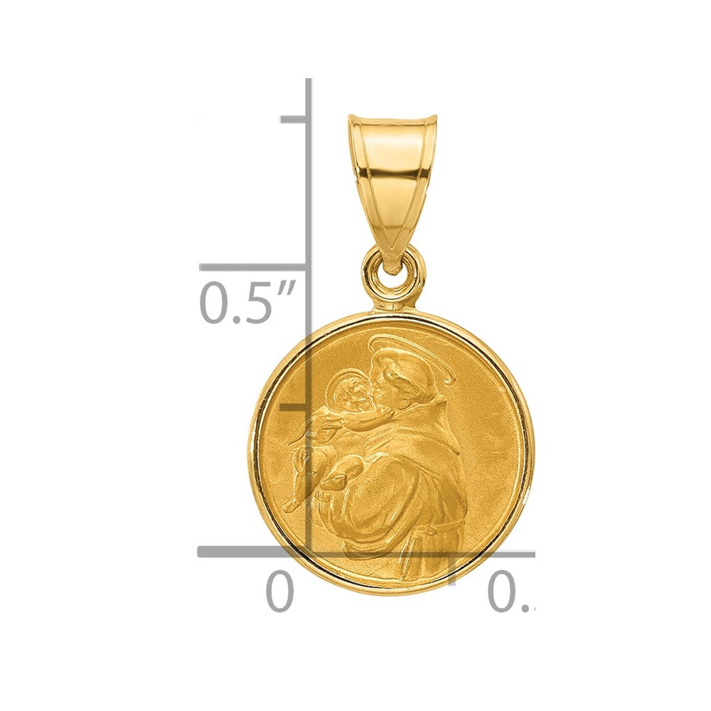 14k Polished and Satin St. Anthony Medal Pendant