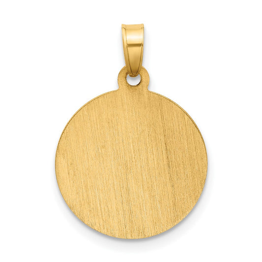 14k Satin and Polished Hollow St Anthony Medal Round Pendant