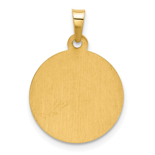 14K Polished and Satin Hollow St. Jude Thaddeus Medal Round Charm