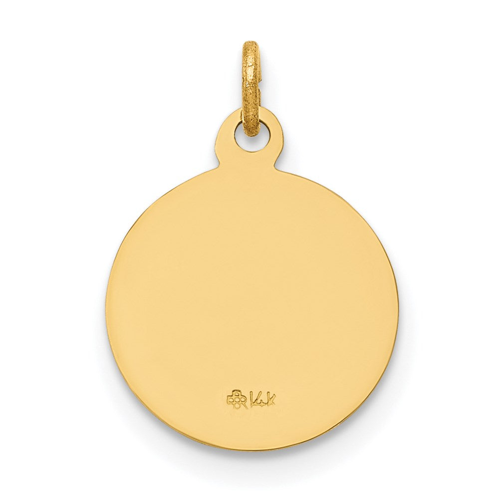 14k Polished and Satin Solid Our Guardian Angel Medal Charm