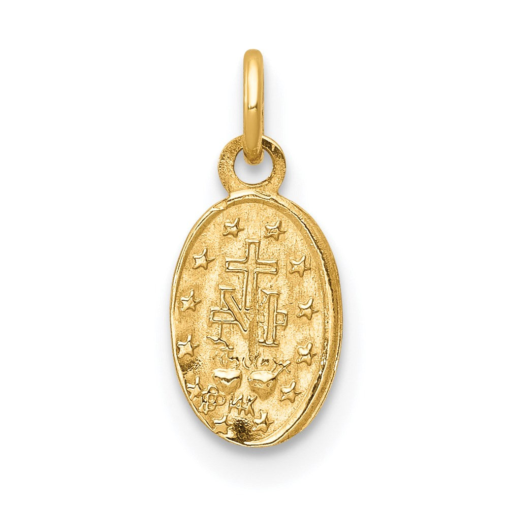 14k Polished Solid Small Miraculous Medal Oval Charm