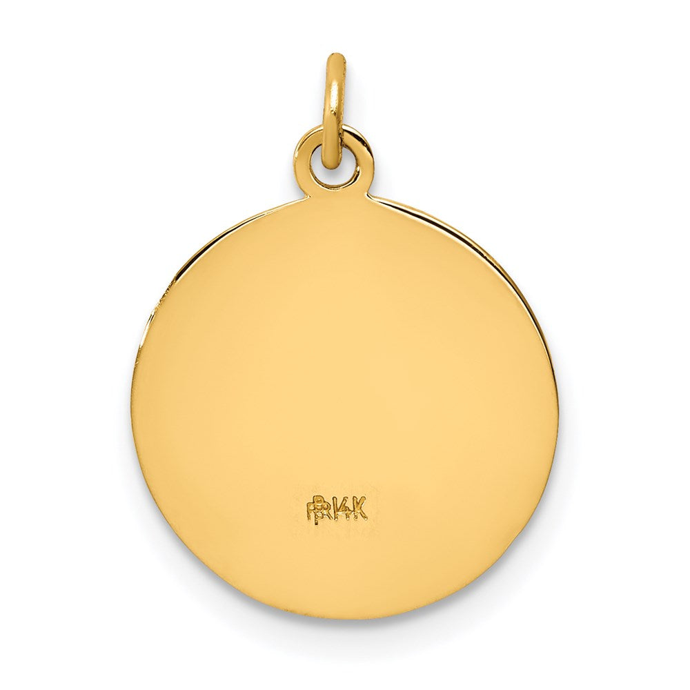 14k Polished and Satin Solid Jesus, Mary, Joseph Medal Round Charm