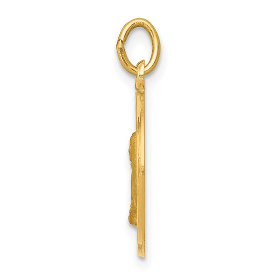 14k Polished and Satin Solid Mother Cabrini Medal Round Charm