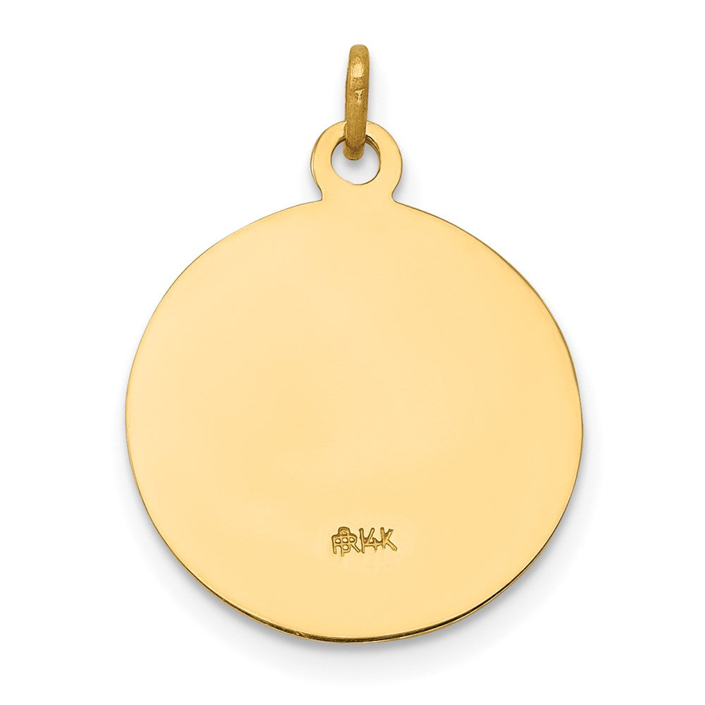 14k Polished and Satin Solid Saint Gerard Medal Round Charm