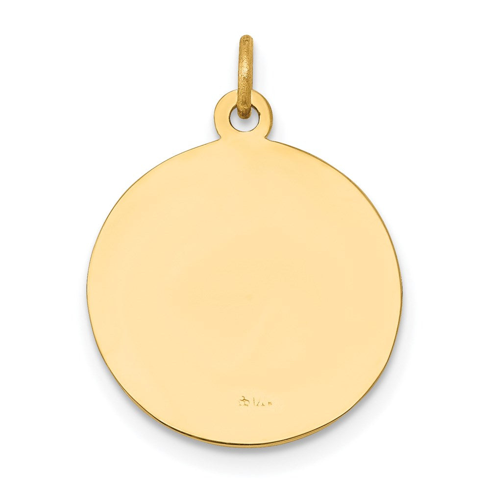 14k Polished and Satin Solid St John the Baptist Medal Round Pendant