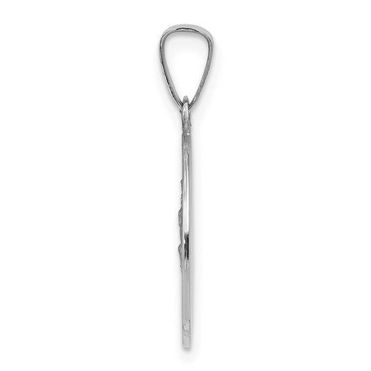 14k White Gold Polished and Satin Solid Saint Christopher Medal Charm