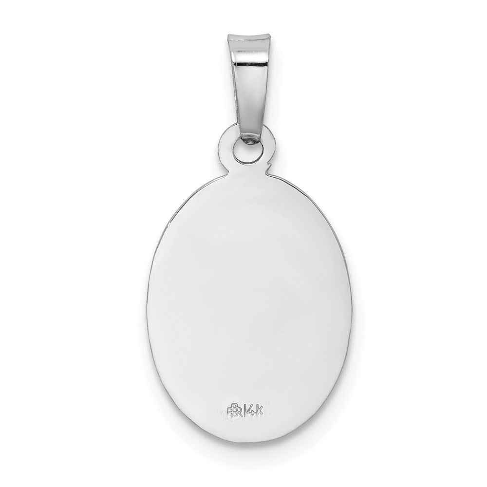 14k White Gold Polished and Satin Solid Saint Christopher Medal Charm