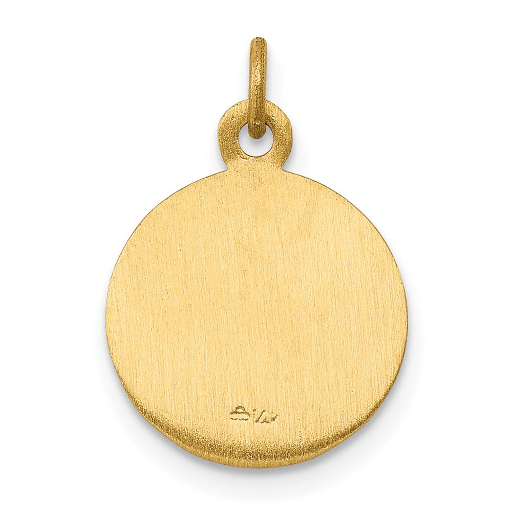 14k Polished and Satin Solid Saint George Medal Round Charm