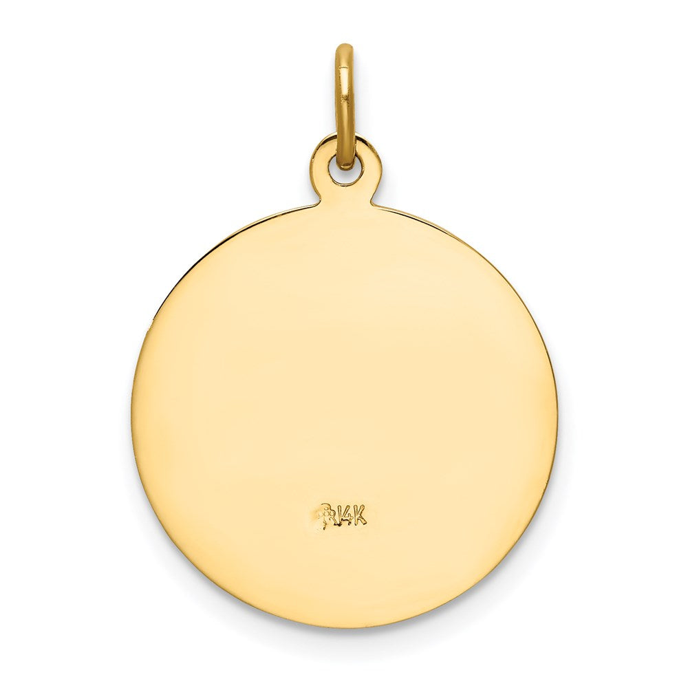 14k Polished and Satin Solid San Juan De Los Lagos Medal Round Pendant