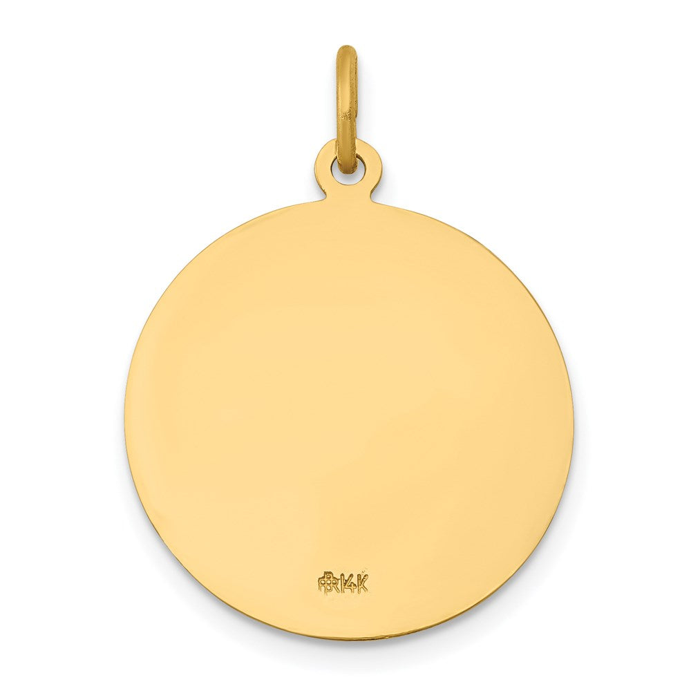 14k Polished and Satin Solid Saint John Medal Round Pendant