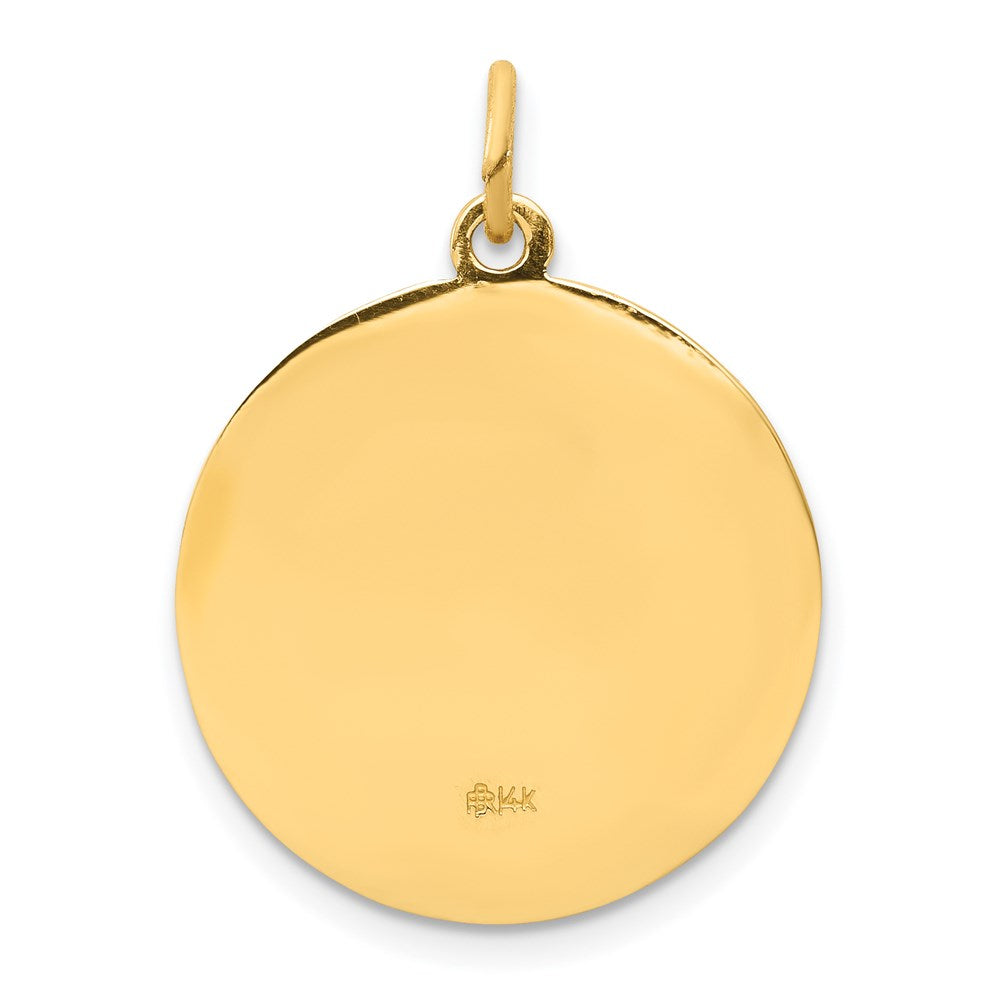 14k Polished and Satin Solid Saint Matthew Medal Round Pendant