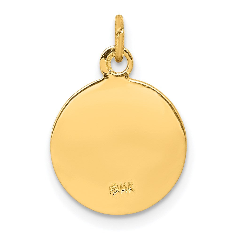 14k Polished and Satin Solid Saint Martha Medal Round Pendant