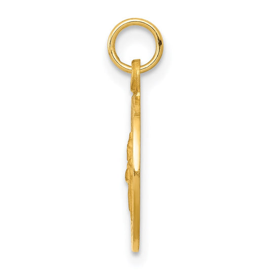 14k Polished and Satin Solid Saint Patrick Medal Round Charm