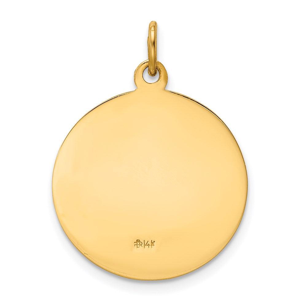 14k Polished and Satin Solid Our Lady of Perpetual Help Medal Round Pendant