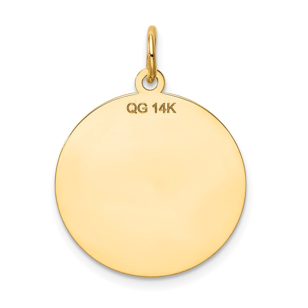 14k Polished and Satin Solid Saint Jude Thaddeus Round Disc Charm