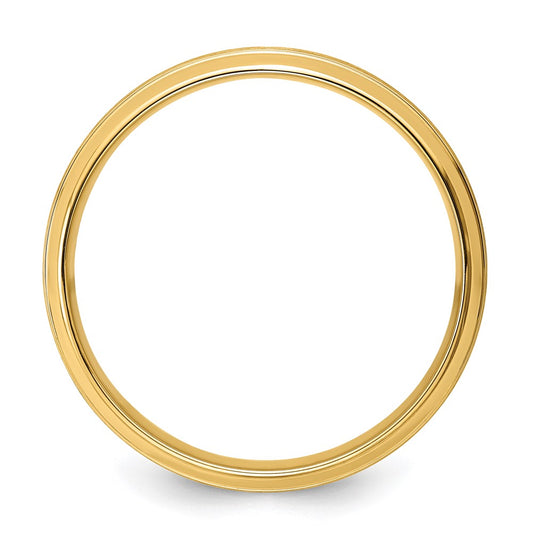 14k Yellow Gold 6mm Lightweight Comfort Fit Brushed Satin Line Edge Wedding Band