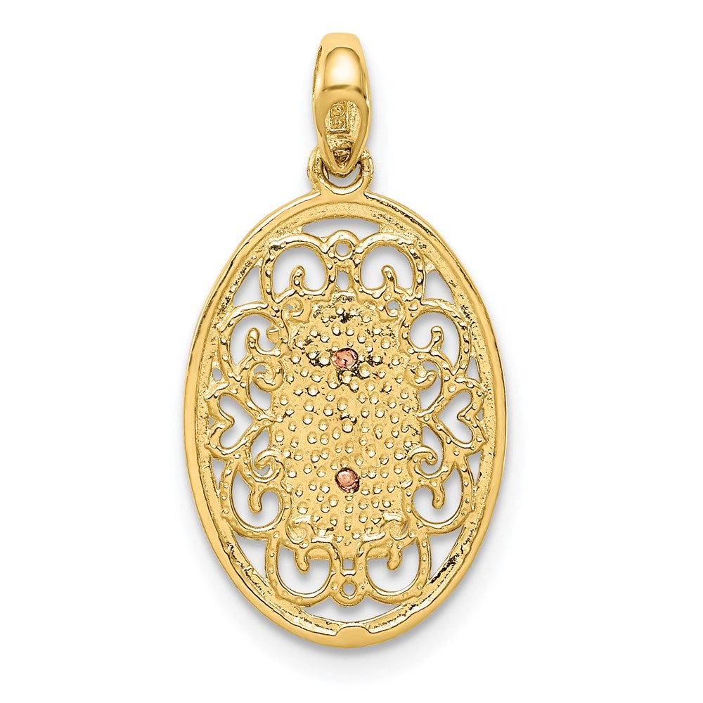 14K Two-tone Our Lady of Guadalupe Oval Pendant