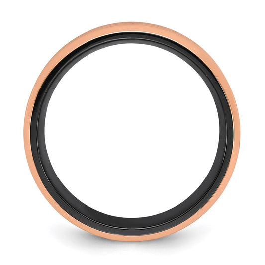 Chisel Black Zirconium Polished Rose IP-plated Edges with Black Carbon Fiber Inlay 8mm Band