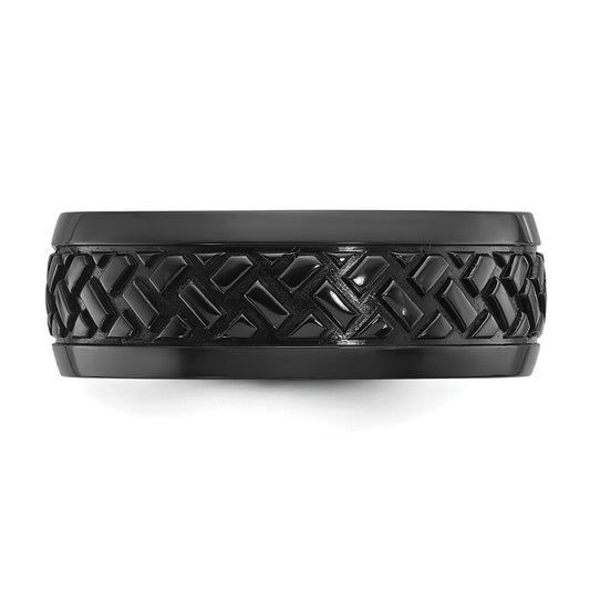 Chisel Black Zirconium Polished 8mm Grooved Band
