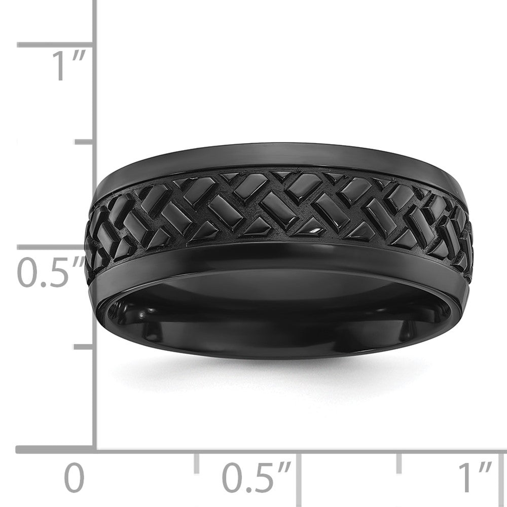 Chisel Black Zirconium Polished 8mm Grooved Band