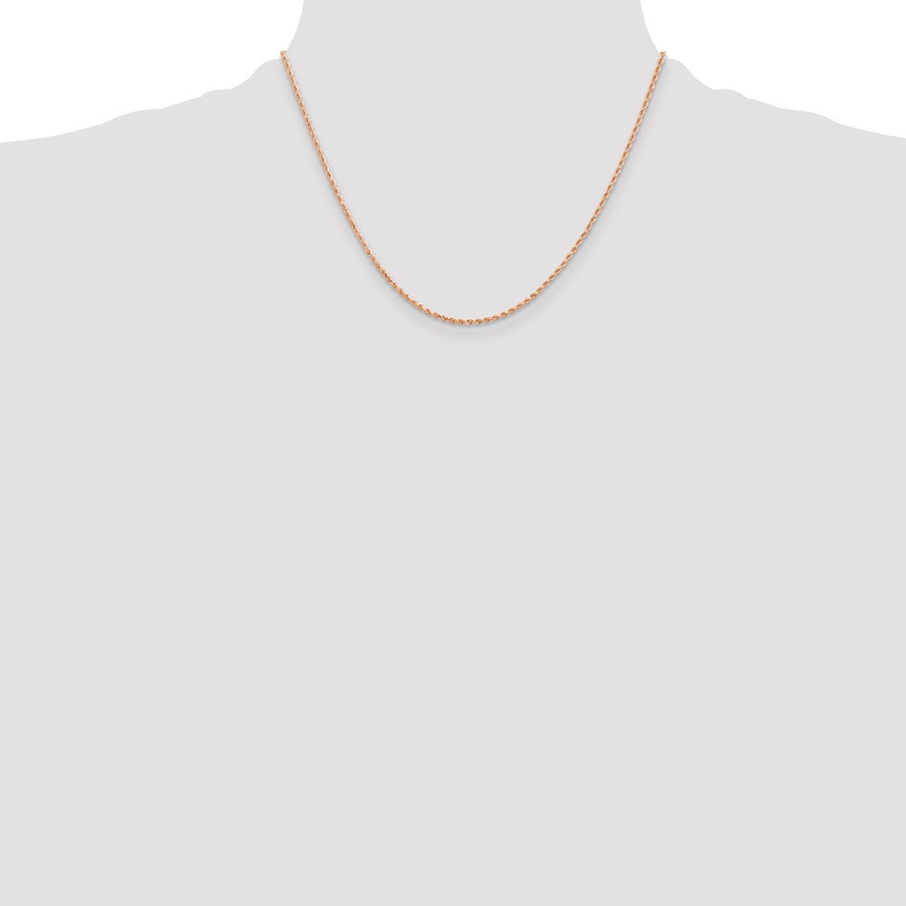 14K Rose Gold 1.5mm Diamond-cut Rope with Lobster Clasp Chain