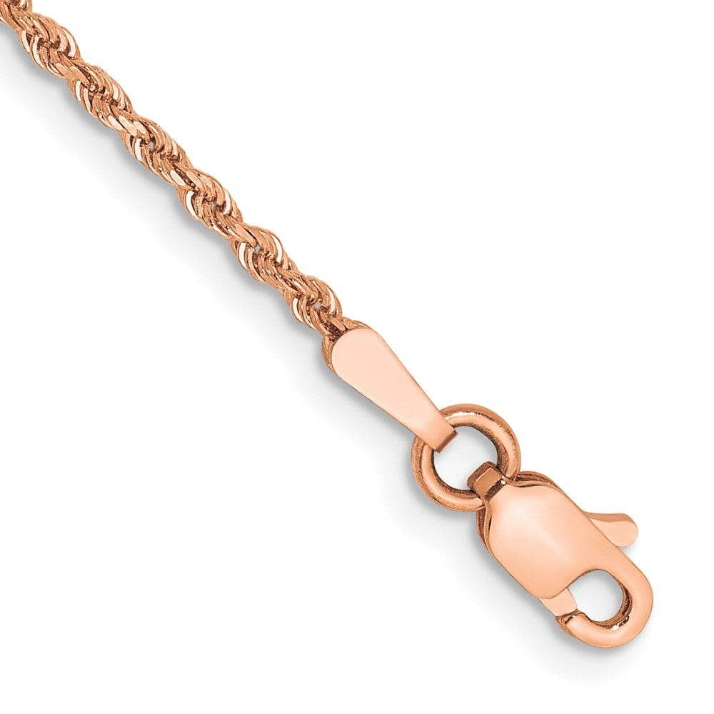 14K Rose Gold 1.5mm Diamond-cut Rope with Lobster Clasp Anklet