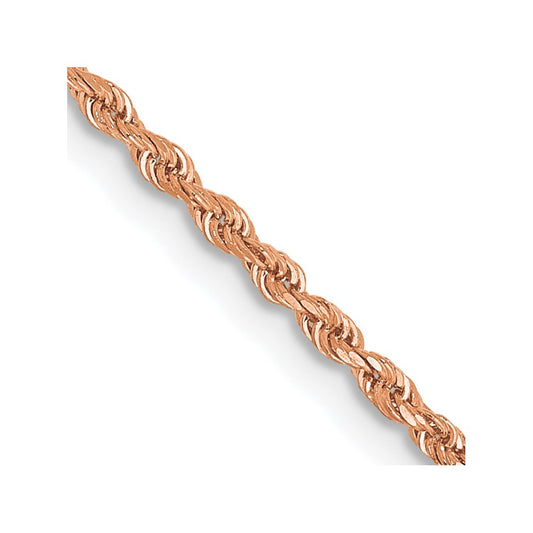14K Rose Gold 1.5mm Diamond-cut Rope with Lobster Clasp Chain