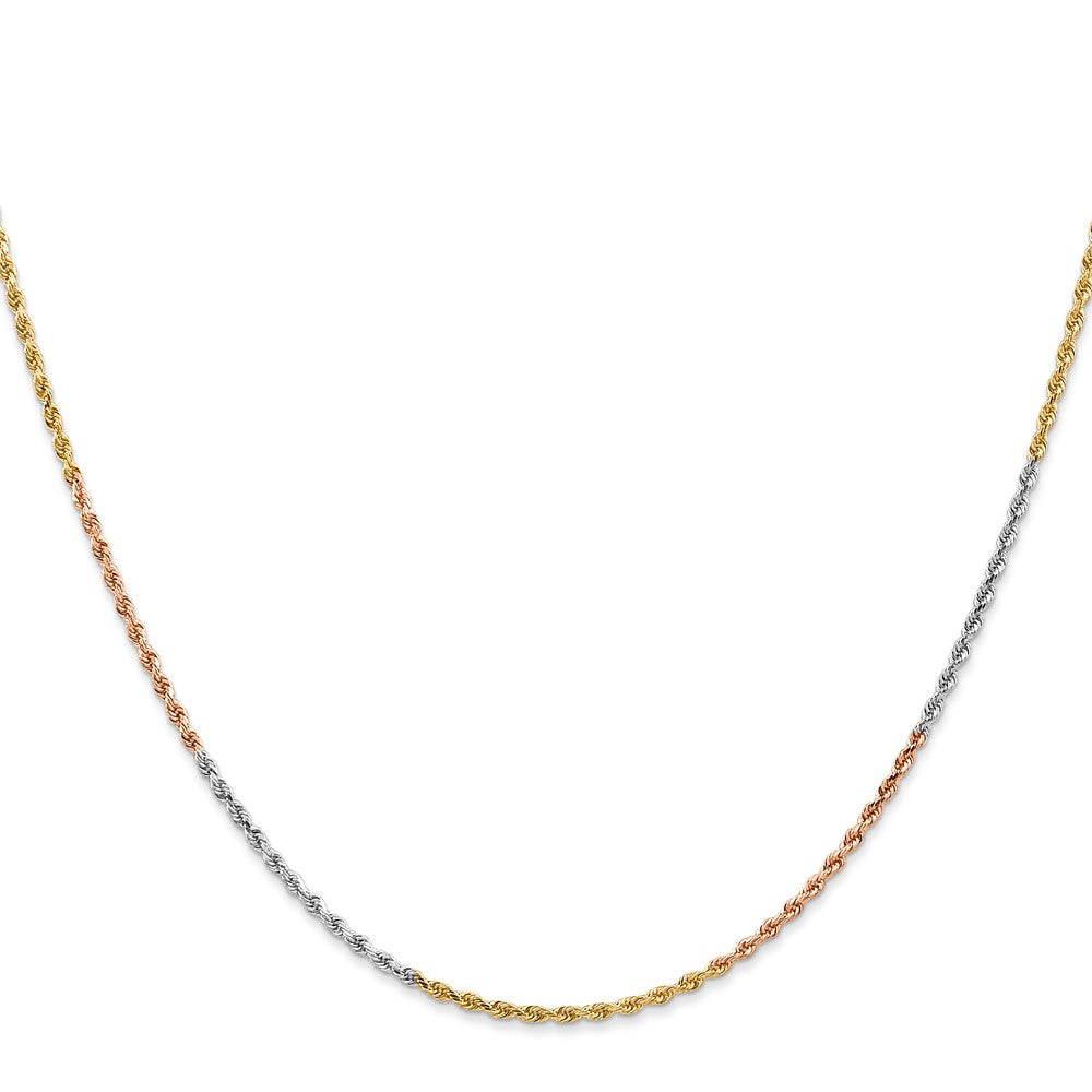 14K Tri-colored 1.5mm Diamond-cut Rope with Lobster Clasp Chain