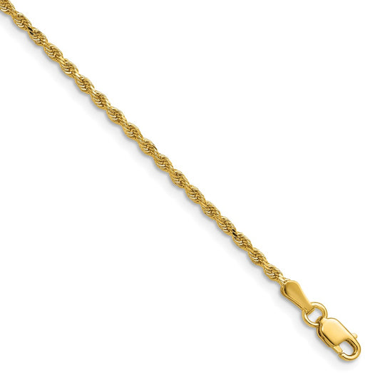 14K 1.75mm Diamond-cut Rope with Lobster Clasp Chain