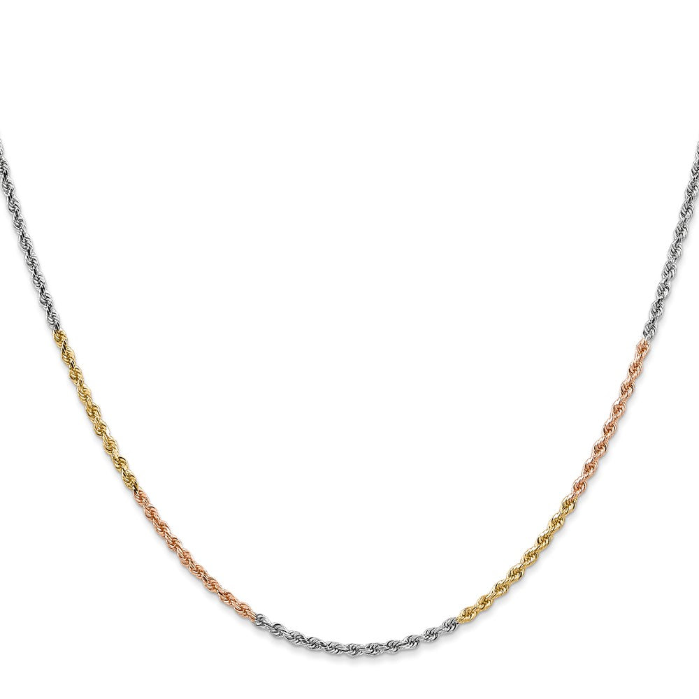 14K Tri-colored 1.75mm Diamond-cut Rope with Lobster Clasp Chain