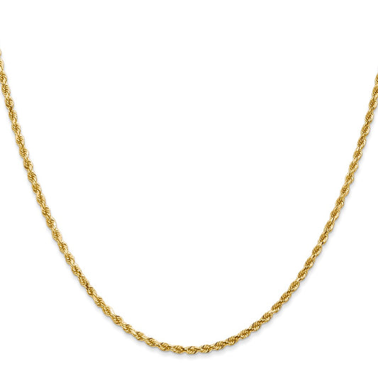 14K 2mm Diamond-cut Rope with Lobster Clasp Chain