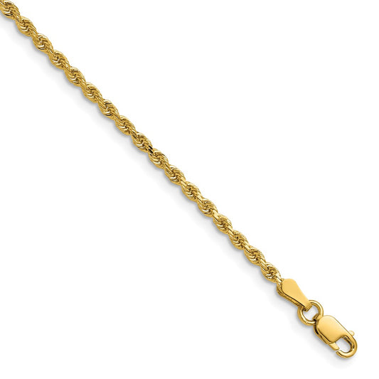 14K 2mm Diamond-cut Rope with Lobster Clasp Chain