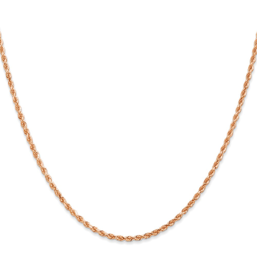 14K Rose Gold 2mm Diamond-cut Rope with Lobster Clasp Chain