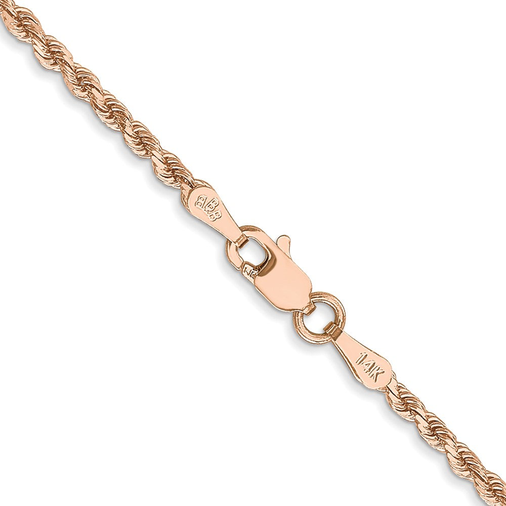 14K Rose Gold 2mm Diamond-cut Rope with Lobster Clasp Chain